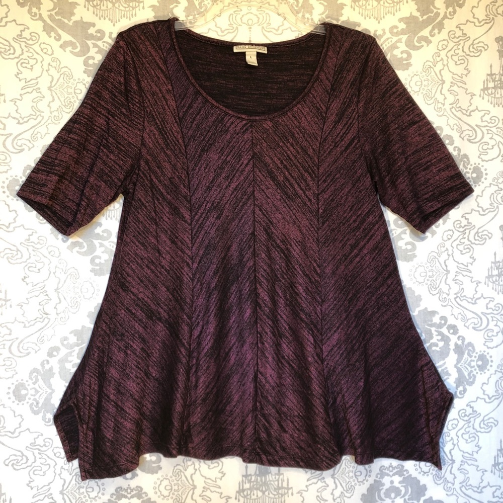 Dana Buchman Purple & Black Flare Shirt Top